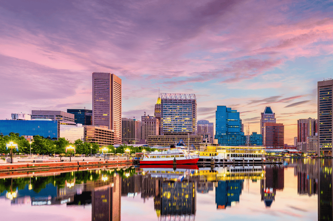 Baltimore County Maryland MD Inner Harbor Skyline Aerial