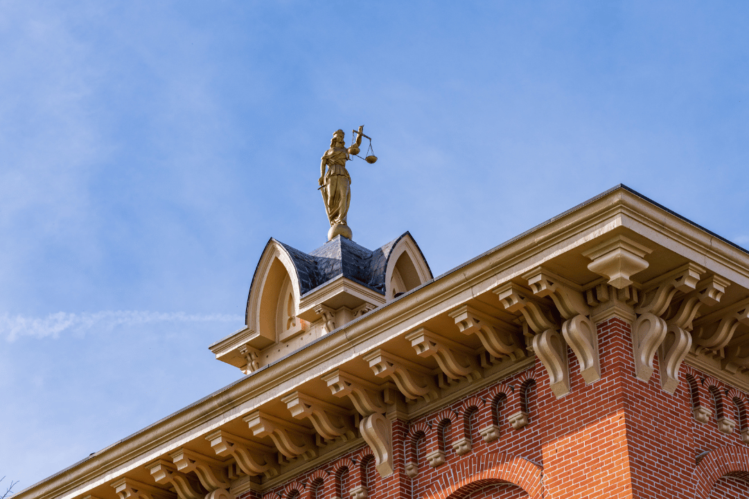 Statue to Lady Justice on the Roof of the Delaware County Courthouse in Ohio